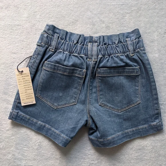 NWT Bow Belted Paperbag Waist Denim Pocket Shorts Epic Group Youth S/M - Picture 2 of 3